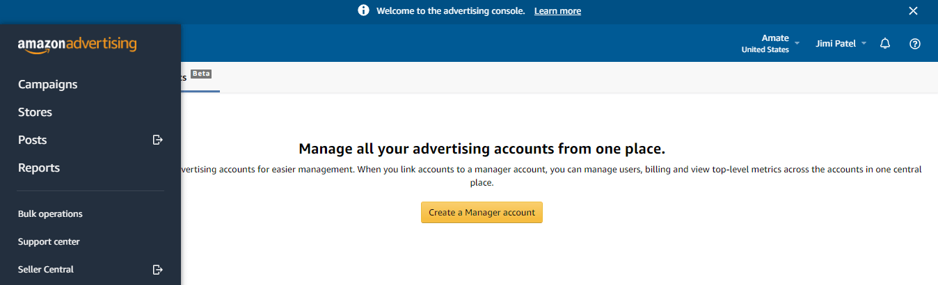 Manage your advertising account in a single dashboard
