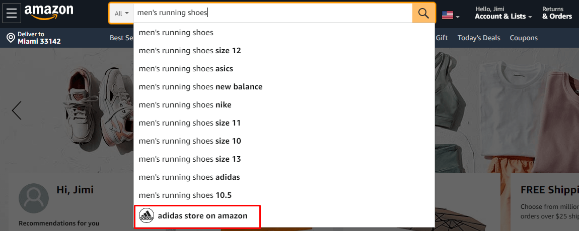 Amazon brand store now added to the search