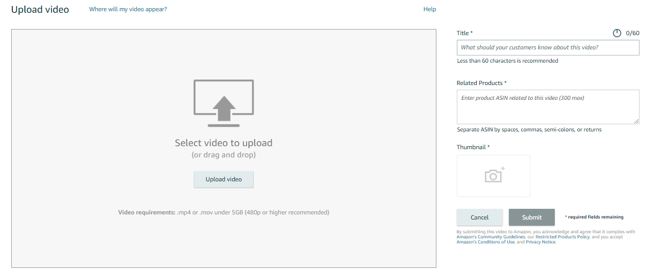 Sellers can now upload a video without a brand registry