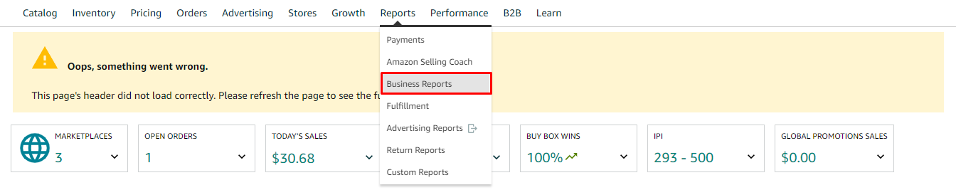 Where to access Amazon business reports